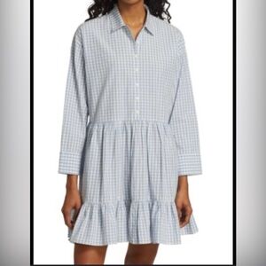 by TiMo Baby Blue Check Shirt Dress NWOT